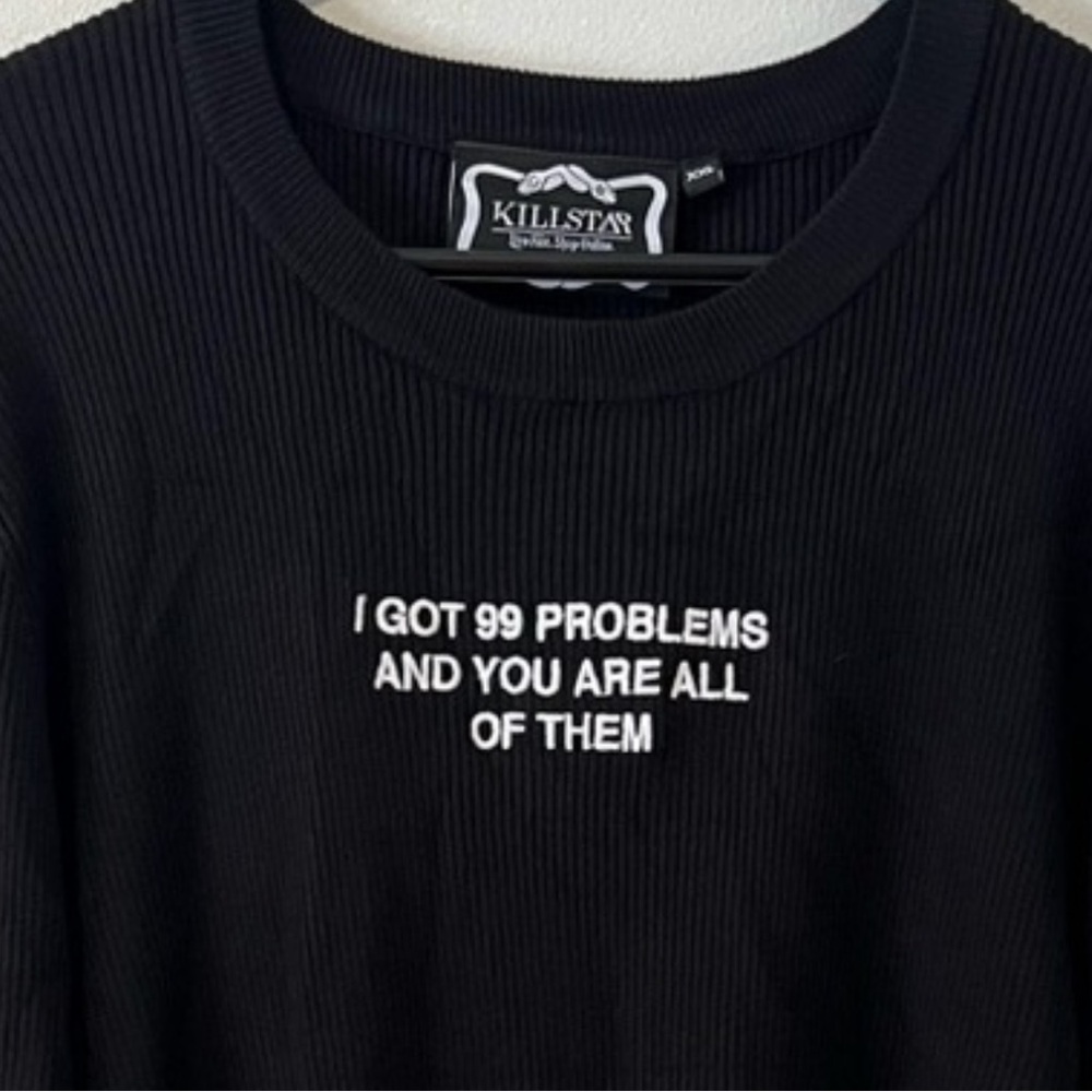 KillStar Ribbed Long Sleeve Embroidered T-shirt